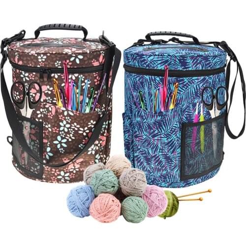 Large-sized Cylinder Crochet Hook Woolen Yarn Storage Bag Tote Organizer bags Portable Storage Box Storage Basket #CW