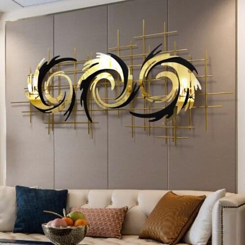 Modern Light Luxury Living Room Sofa Background Wall Decoration Pendant Wrought Iron Three-dimensional Wall Hanging Ornaments