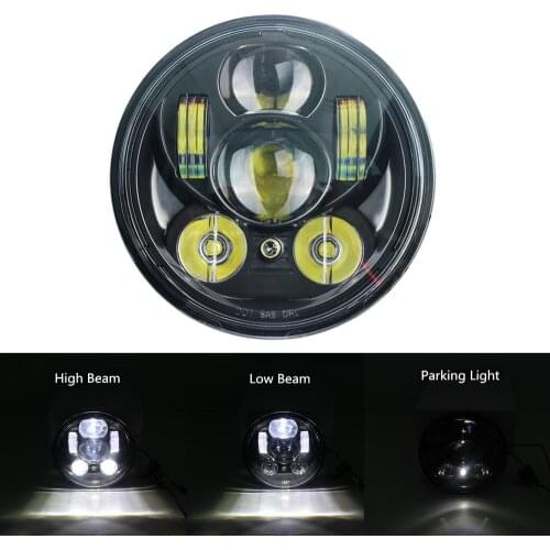 5.75" LED Headlight Black Round Hi Low Beam Parking Light With Bracket For Yamaha Bolt Raider Warrior Stryker SCR950 XSR900