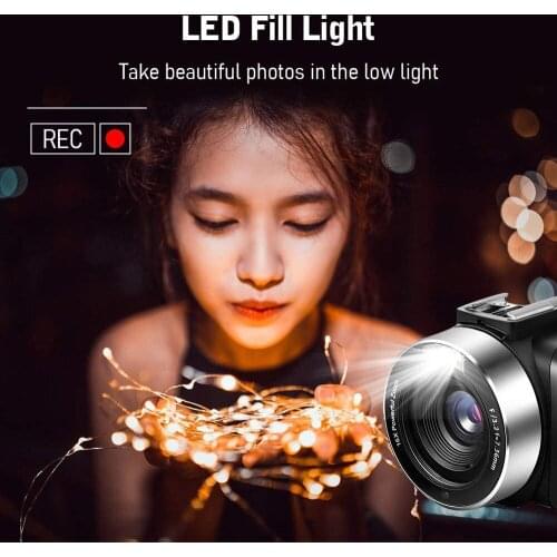 4K Video Camera Camcorder Webcam For Youtube 48MP Built-in Fill Light 270 Degree Rotation Touch Screen Handycam