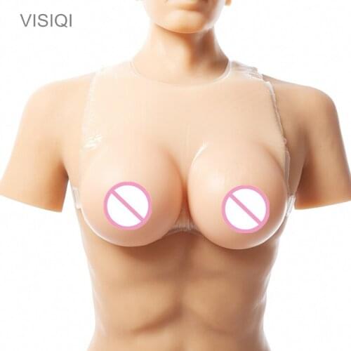 VISIQI Brown/Nude Silicone Fake Breast crossdresser silicone breast form prosthesis for stransgender 2800g 46E/48D/50D CUP