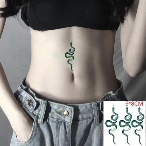 Waterproof Temporary Tattoo Stickers Green snake animal ins sexy cool fake Tatto Flash Tatoo Body Art Arm for Women Men