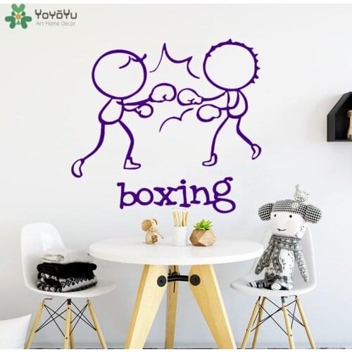 YOYOYU Wall Decal Sports Cartoon Kids Boxing Vinyl Wall Stickers Modern Design Fight Art Mural Removable Home Decor Window SY844