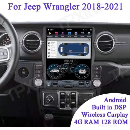 13.3inch Vertical screen Tesla style For Jeep Wrangler 2018-2021 Multimedia Radio Car GPS Navigation Stereo 2din Headunit Player
