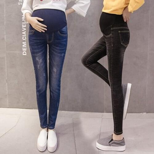 1610# Maternity pants Spring Autumn Slimming Maternity Jeans Belly Support Pants Elastic Waist Maternity Trousers