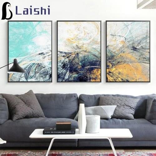 3pcs home decor diamond painting Abstract color line art full square round diamond embroidery diamond art cross stitch mosaic