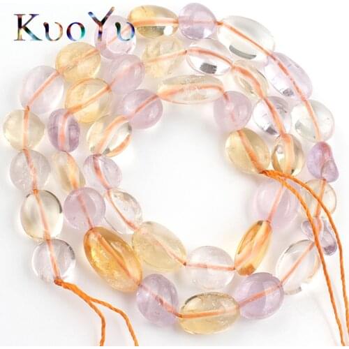 8-10mm Natural Irregular Yellow Citrines Quartz Purple Crystal Beads Round Loose Bead For Jewelry Making Diy Bracelet Accessorie