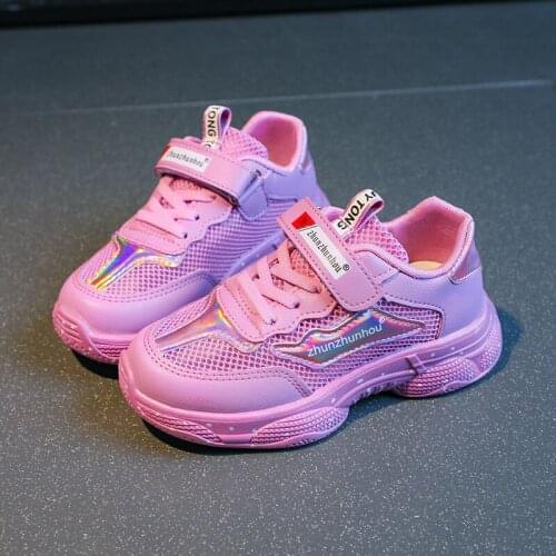 2021 Autumn Girls Sports Shoes Kids Sneakers For Girls Tenis Trainers Shoes Mesh Leather School Children Running Shoes 4-12 Year