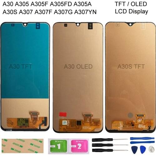 For Samsung Galaxy A30 A305/DS A305F A305FD A305A A30S A307 A307F A307G Lcd Display Touch Screen Digitizer Assembly OLED Quality