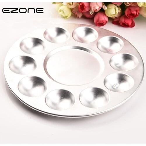EZONE 1PC Metal Palette 10 Holes Art Paint Metal Drawing Tray Color Palette for Oil Watercolour Painting Palette Painting Tool