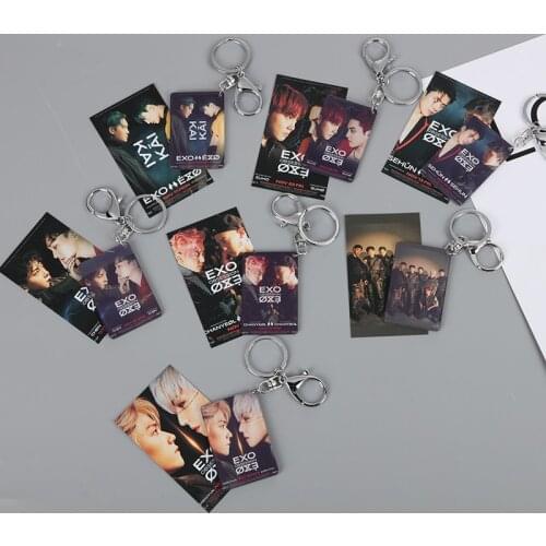 Kpop EXO New Album Obsession CHANYEOL KAI CHEN BAEKHYUN SEHUN SUHO Keychain Acrylic Key Ring Trend Pendant Bag Charm Wallet