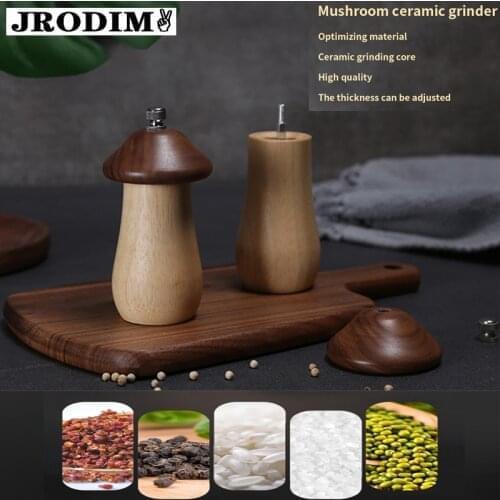 Kitchen Tools Mushroom Salt and Pepper Grinder Solid Wood Spice Pepper Mill Manual Spice Herbs Grinder Cooking Milling Gadget