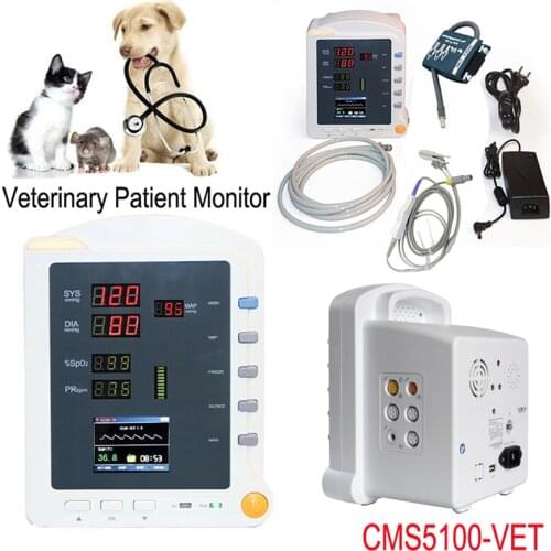 Hot CONTEC CMS5100-VET Veterinary Monitor NIBP SPO2 PR 3Parameters Blood Pressure Patient Monitor For Animal Vital Signs Machine