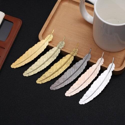 Metal Feather Design Bookmark Simple Ultra-Thin Cute For Jewelry Making DIY Decoration Suitable For Students Writers and Readers