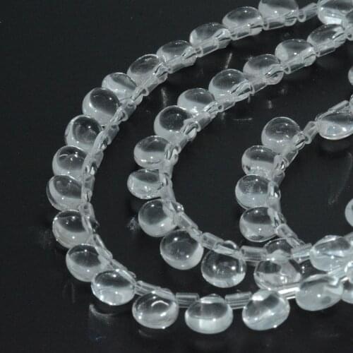 Natural Clean Quartz Smooth Flat Water Drop Beads 8x8mm