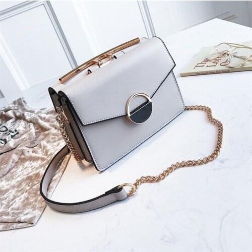 2020 new womens bag PU leather solid color fashion small square bag cross-body chain shoulder bag