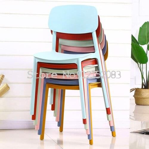 Dining chair household stool chair stackable Nordic simple makeup chair net red ins creative lazy plastic chair