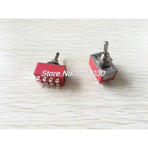 AC 125V 6A 4PDT ON/OFF/ON 3 Positions 12 Pin Electric Toggle Switch Red 2pcs