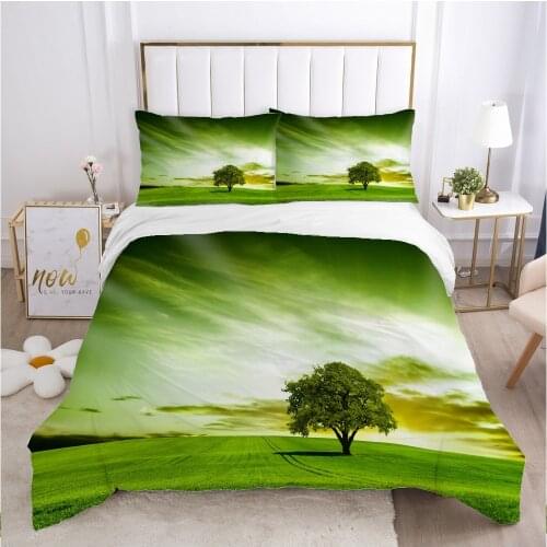 Landscape Duvet cover set 240x220 200x200 Bedding set Twin Queen King Double Bed linens Quilt cover Bedclothes green