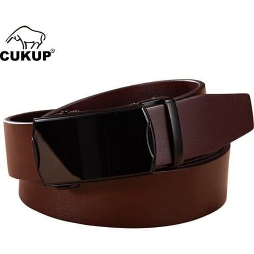 CUKUP Design Luxury Formal Accessories Top Quality Cow Genuine Leather Belt Automatic Buckle Male Waistband Belts for Men NCK984