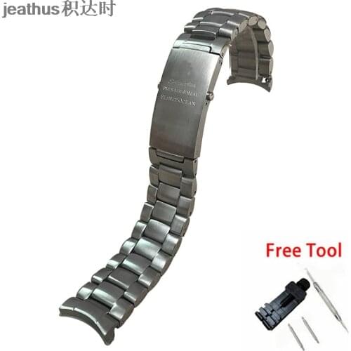Jeathus watchband arc edge stainless steel strap watch band 20 22mm replacement for omega seamaster 231 speedmaster planet ocean
