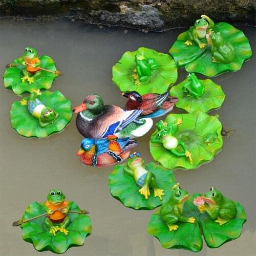 Garden Solar Fountain Decoration Pool Pond Water Floating Frog Model Decor Sculpture Ornament Resin Toy