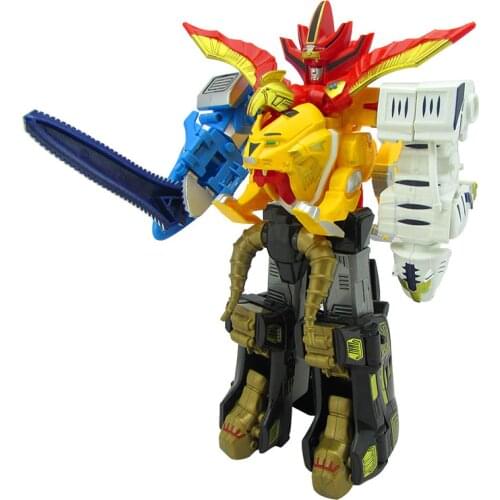 5 In 1 Assembly Toys Transformation Robot Dinosaur Rangers Megazord Action Figures Kids Christmas Gifts