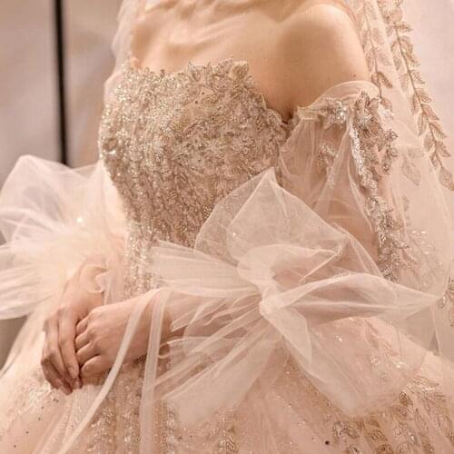 Bridal Sleeves White Detachable Bridal Bicep Soft Tulle Wedding Puff Sleeves Appliqued Horn Sleeve Perspective Wedding Sleeves