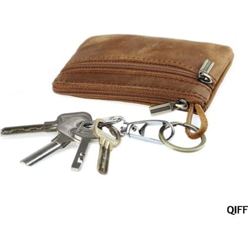 Cowhide Slim Coin Purse Women Coin Purse Men Zipper Around Wallet Card Holder