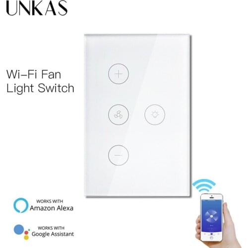Smart Life/Tuya APP Remote Various Speed Control,WiFi Smart Ceiling Fan Light Wall Switch,Compatible with Alexa and Google Home