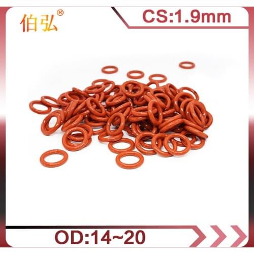 10PCS/lot Red Silicon O-Ring Silicone/VMQ 1.9mm Thickness OD14/15/16/17/18/19/20mm Rubber O Ring Seal Gasket Rings Washer