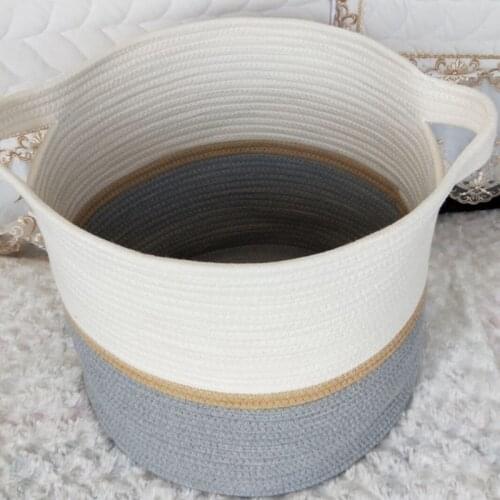 Cotton Rope Storage Basket Dirty Clothes Hamper Laundry Basket Cotton Rope Woven Storage Basket Foldable Storage Bag