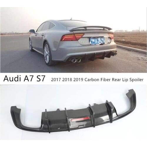 For Audi A7 S7 2017 2018 2019 Carbon Fiber Rear Diffuser Lip Spoiler High Quality Bumper Car Accessories