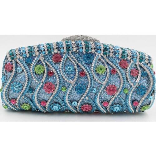 Blue/Silver/Red Color Crystal Clutch Women Evening Bags Fashion Diamond Ladies Party Handbags Banquet Dinner Purse Phone Wallets