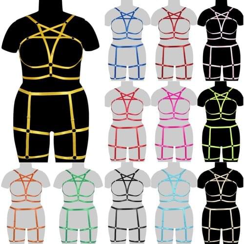 Full Body Pentagram Harness For Plump Women Fetish Accessories Cage Bdsm Bondage Plus Size Lingerie Set Punk Cosplay Sexy Garter