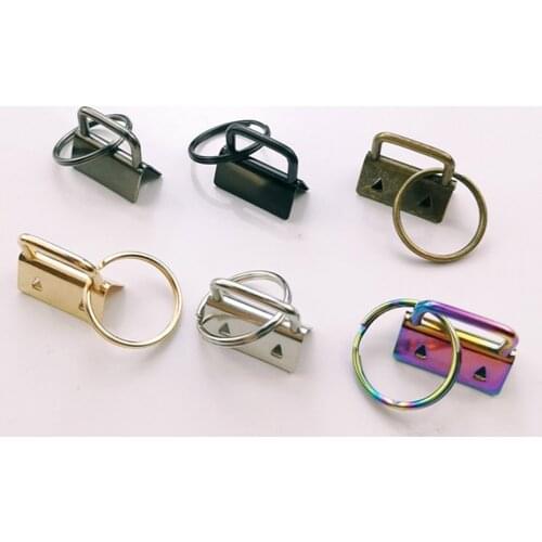 10Pcs Ribbon tail clip 25mm keychain Split Ring For Wrist Wristlets Cotton Tail Clip key ring embroidery hanging clip