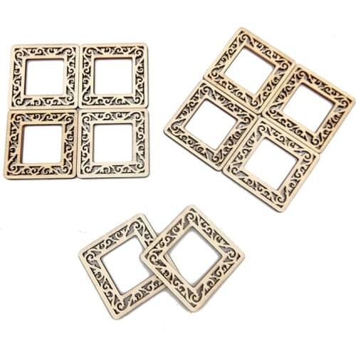 10pcs Unfinished Wood Pieces Square Blank Wood Natural Slices for DIY Crafts Painting Staining Coasters