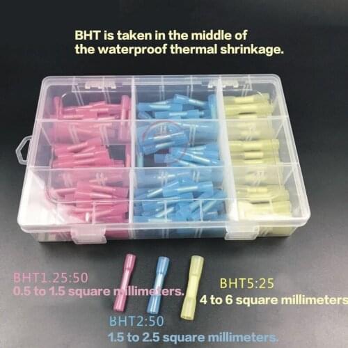 125pcs/pack 3Models Heat Shrink Butt Crimp Electrical Wire Terminal 0.5-6mm2 Insulated Crimp Shrinkable Butt Connectors 22-16AWG