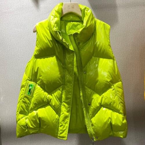 2021 Casual Solid Color Womens Vest Glossy New Style Thicken Down Coat Sleeveless Winter Vests For Women