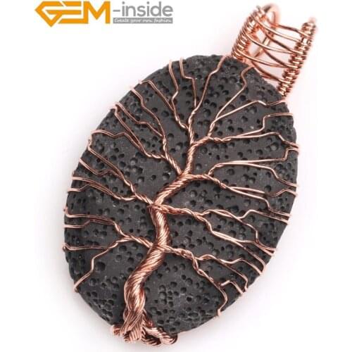 29x40mm Hot Popular Oval Shape Black Lava Worry Stone Multiple Colour Pendant Jewelry Making DIY Gifts for Women Girl