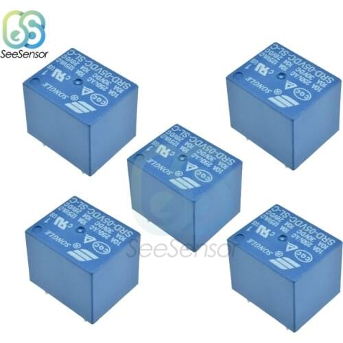 5pcs Relay SRD-05VDC-SL-C SRD-12VDC-SL-C SRD-24VDC-SL-C SRD-48VDC-SL-C 5 Pin PCB Type DC 5V 12V 24V 48V 10A 250VAC Power Relay
