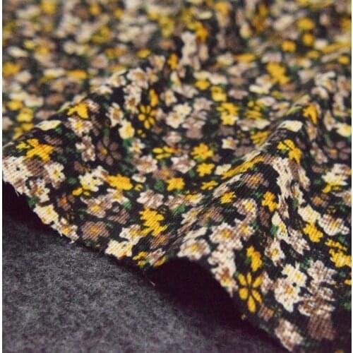 50*150cm Retro Ginger Yellow Small Floral Corduroy Corduroy Fabric Dress Shirt Pants Womens Childrens Clothing Handmade Fabric