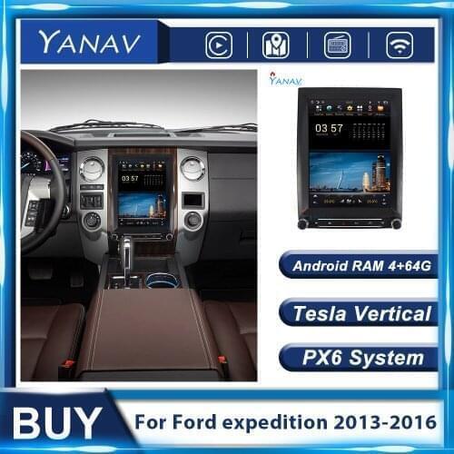PX6 Android GPS Navigation Car Radio For Ford Expedition 2013-2016 Stereo Multimedia MP3 Player Tesla Vertical Auto Video