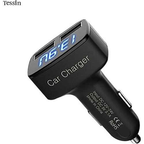 INGMAYA 2 Port USB Car Charger 15W LED Display Charging Voltage For Iphone Ipad Samsung Huawei LG Mi Oneplus DC Adapter