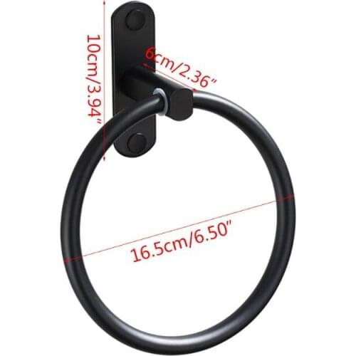 Black Space Aluminum Towel Holder Round Bath Towel Ring Wall Mounted Rack Shelf