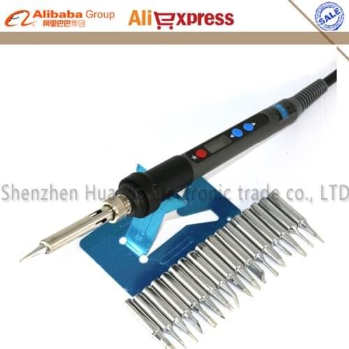 Backlight LCD Digital Adjustable Electric Soldering Iron ESD Mini Soldering Station 220V 90W EU Plug+17/pcs 900M Solder Tip