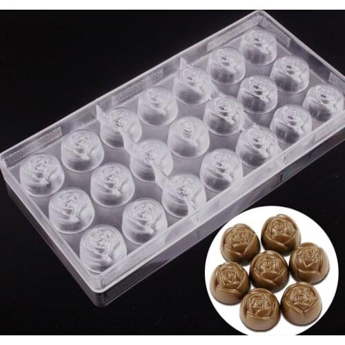 Flower Shape Chocolate Mould Polycarbonate Chocolate Mold 3D Candy Mold for Valentine Day Gift Rose Chocolate DIY Pastry Tools