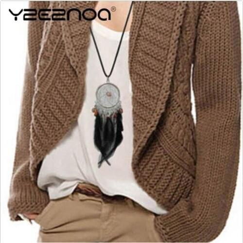 Long Tassel Leather Rope Necklace Alloy Jewelry Black Feather Design Womens Ratro Vintage Feather Pendant Necklace Exquisite