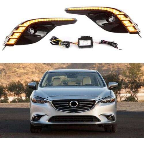 For Mazda 6 Atenza 2016 2017 LED DRL Daytime Running Fog Light With Turn Signal