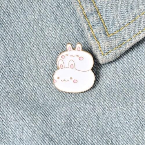 Fat Bunny Rabbits Enamel Pins Brooch Lapel Pin Shirt Bag Badge Cartoon Animal Jewelry Gift for Kids Friends